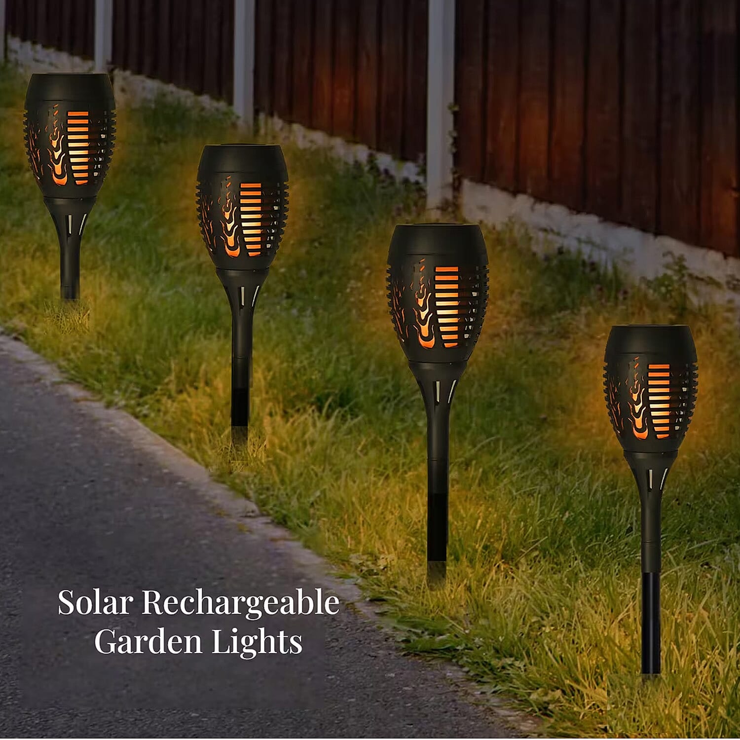 Set of 4pcs Solar Dancing Flame Torch Light