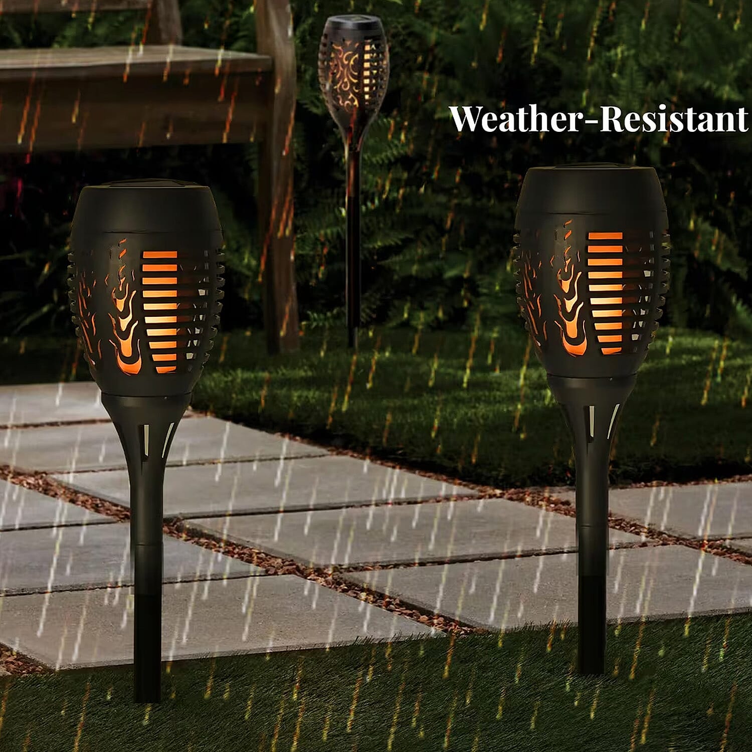 Set of 4pcs Solar Dancing Flame Torch Light