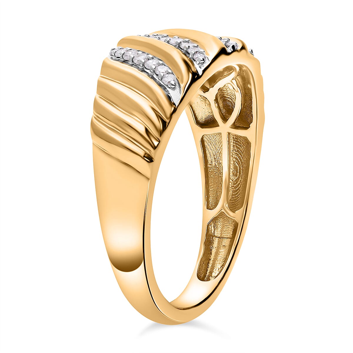 White Diamond 0.25 ctw Ring in Vermeil YG Over Sterling Silver (Size 11.5)