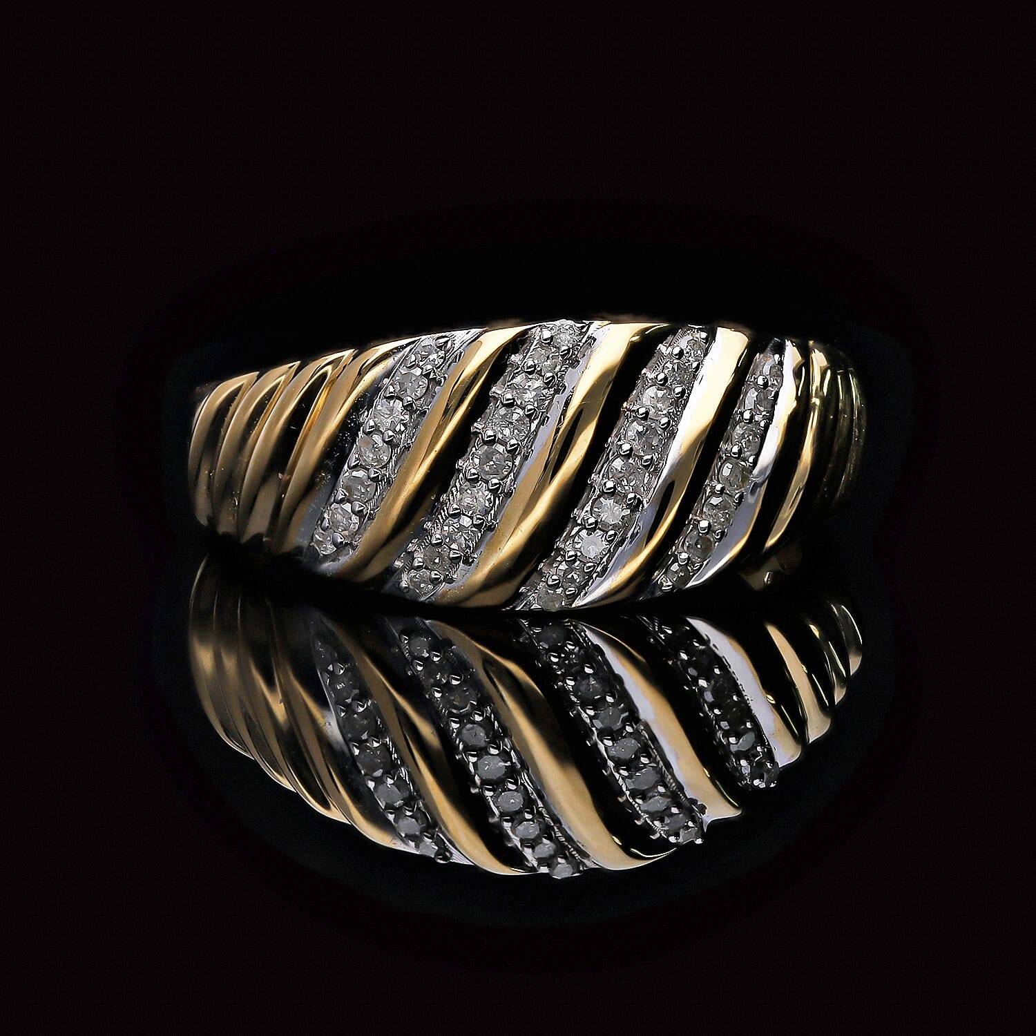 White Diamond 0.25 ctw Ring in Vermeil YG Over Sterling Silver (Size 11.5)