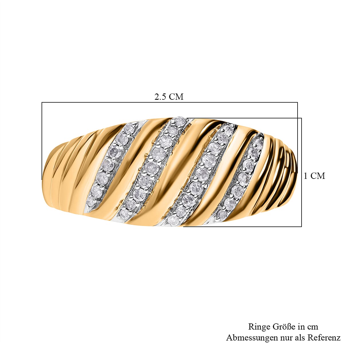 White Diamond 0.25 ctw Ring in Vermeil YG Over Sterling Silver (Size 11.5)
