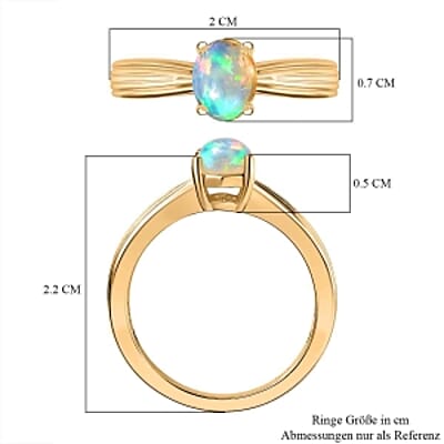 Ethiopian Welo Opal 0.80 ctw Ring in 18K Vermeil Yellow Gold Over Sterling Silver (Size 10.0)