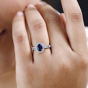 Kyanite and White Zircon1.74 ctw Ring in Platinum Over Sterling Silver (Size 10)