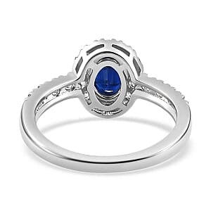Kyanite and White Zircon1.74 ctw Ring in Platinum Over Sterling Silver (Size 10)