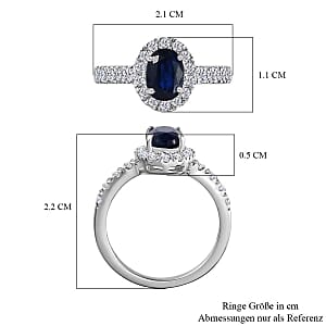 Kyanite and White Zircon1.74 ctw Ring in Platinum Over Sterling Silver (Size 10)