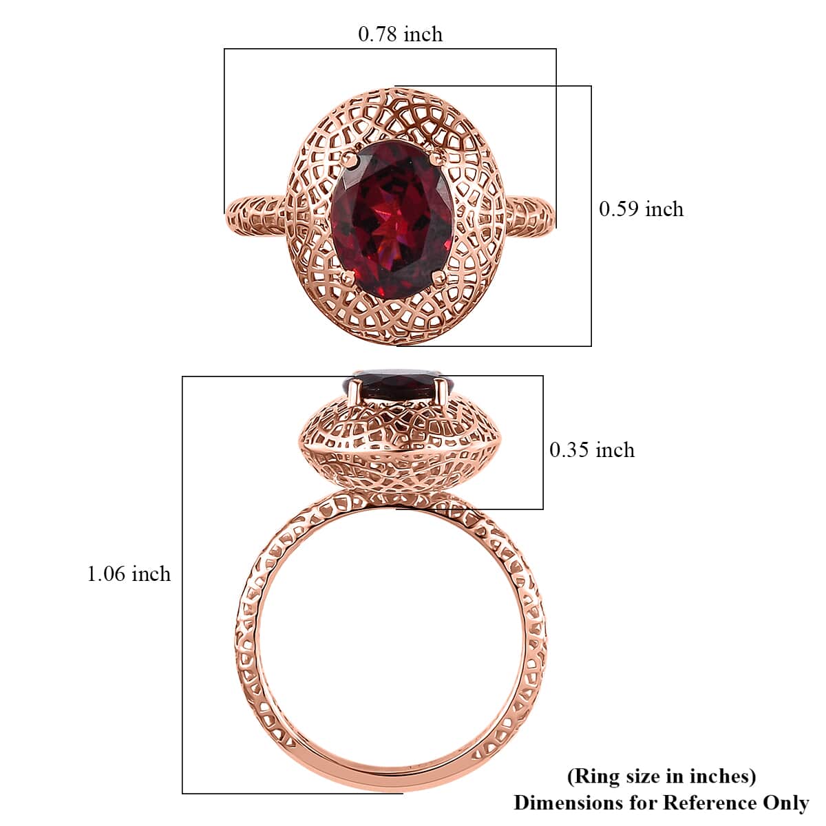 Mirage Collection Luxoro 10K Rose Gold Premium Orissa Rhodolite Garnet Ring (Size 10.0) 2.35 ctw image number 5