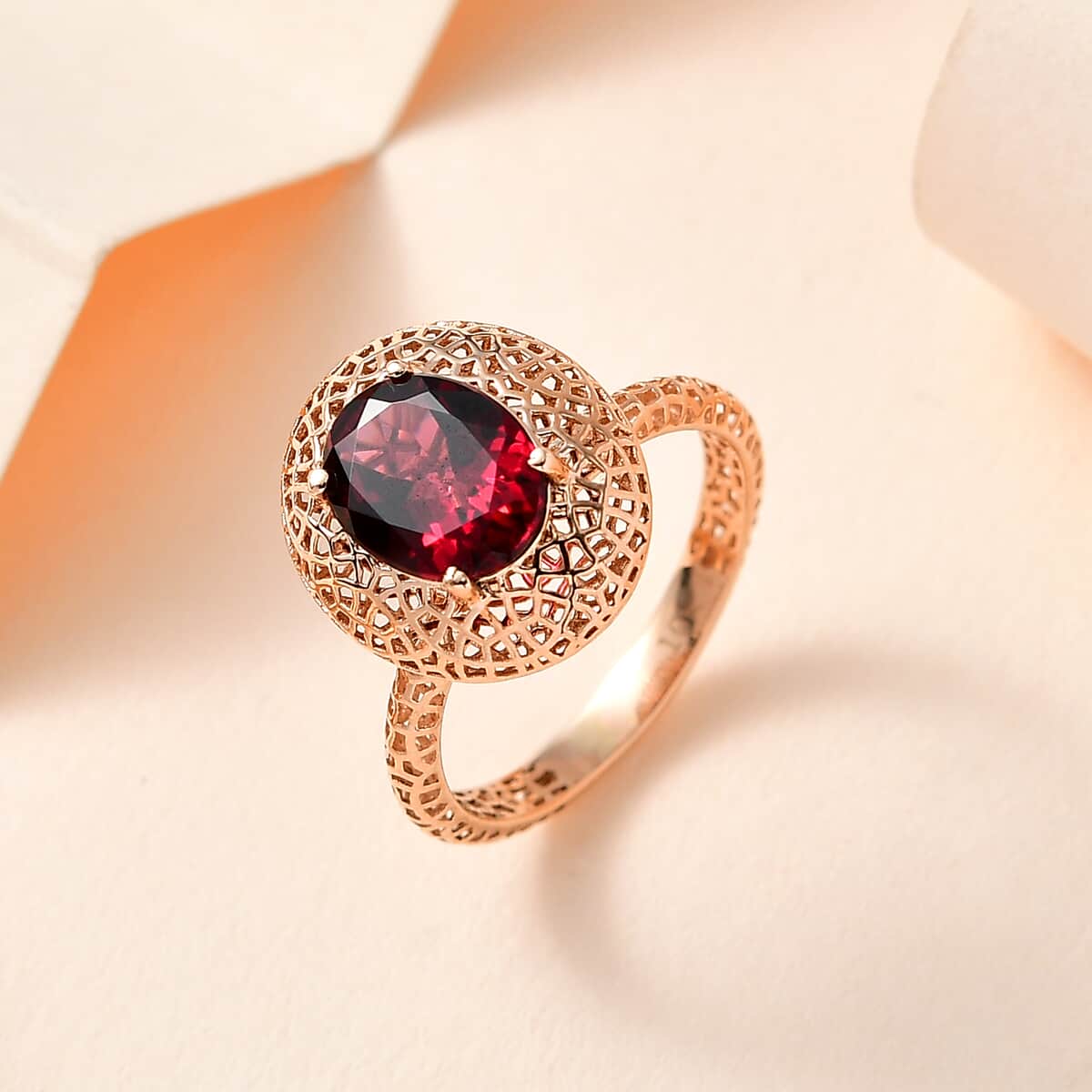 Mirage Collection Luxoro 10K Rose Gold Premium Orissa Rhodolite Garnet Ring (Size 7.0) 2.35 ctw image number 1