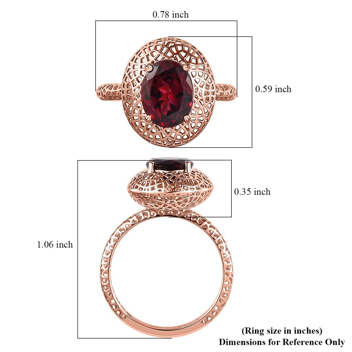 Mirage Collection Luxoro 10K Rose Gold Premium Orissa Rhodolite Garnet Ring (Size 7.0) 2.35 ctw image number 5