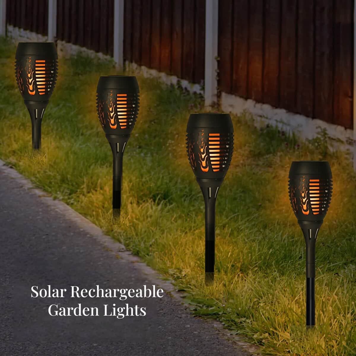 Ankurs Treasure Chest Set of 4pcs Solar Dancing Flame Torch Light image number 1