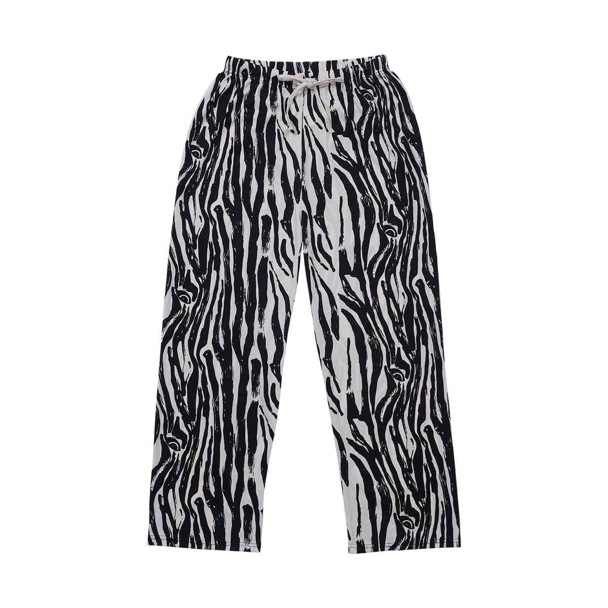 Set of 2 Gray and Zebra Rib Knit Stretch Lounge Pants - One Size Fits Most image number 0