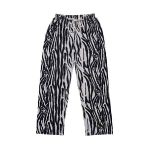 Set of 2 Gray and Zebra Rib Knit Stretch Lounge Pants - One Size Fits Most