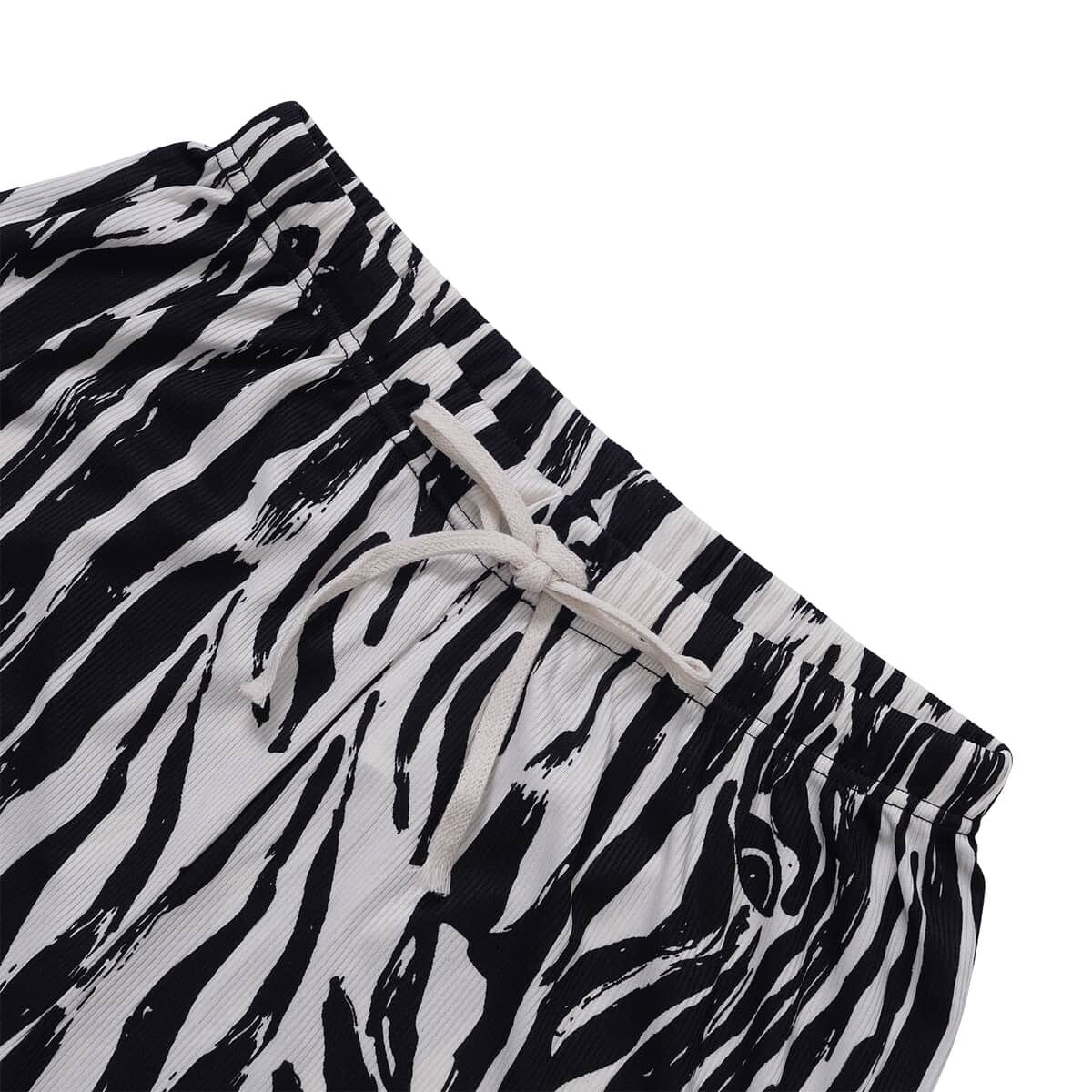 Set of 2 Gray and Zebra Rib Knit Stretch Lounge Pants - One Size Fits Most image number 1
