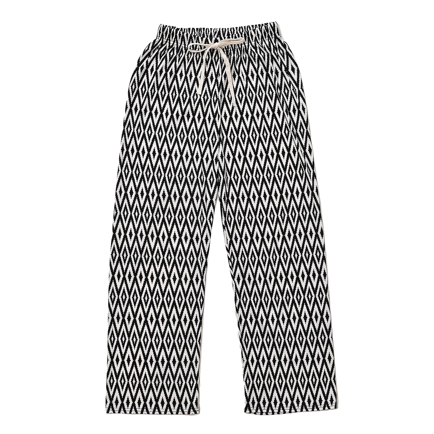 Set of 2 Black and Zebra Rib Knit Stretch Lounge Pants - One Size Fits Most