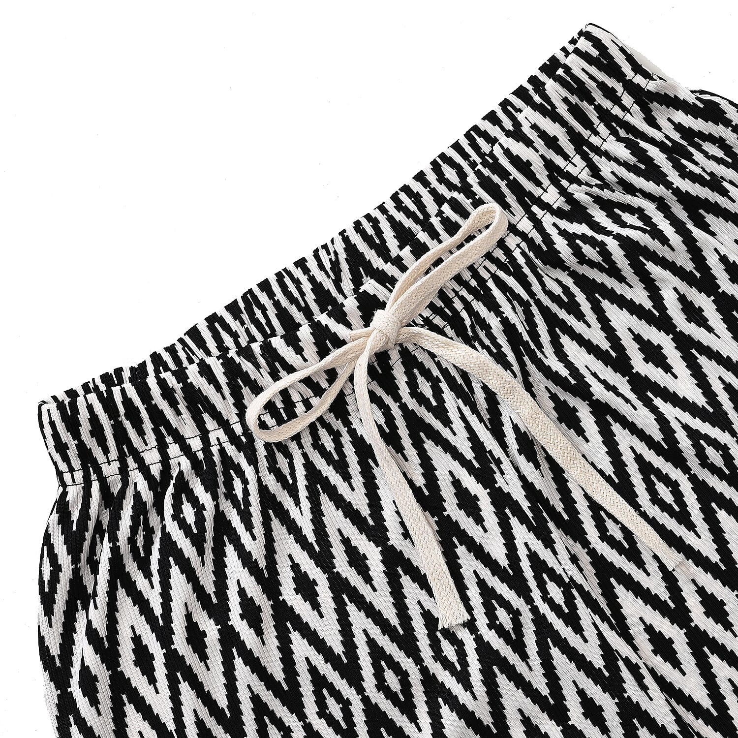 Set of 2 Black and Zebra Rib Knit Stretch Lounge Pants - One Size Fits Most