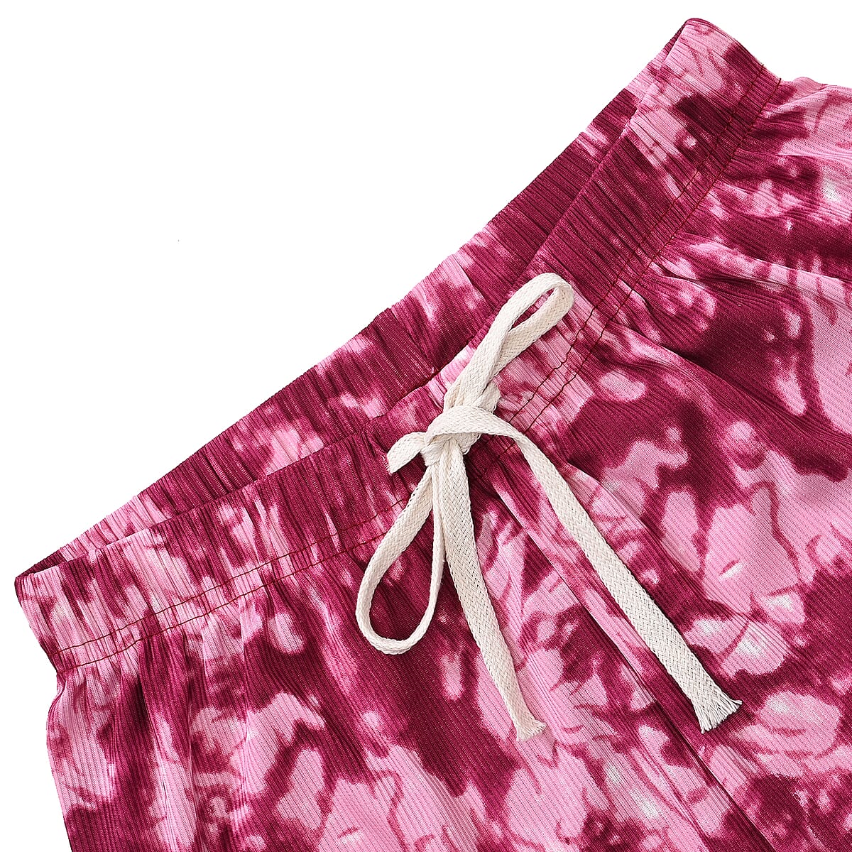 Set of 2 Fuchsia and Black Rib Knit Stretch Lounge Pants - One Size Fits Most image number 6