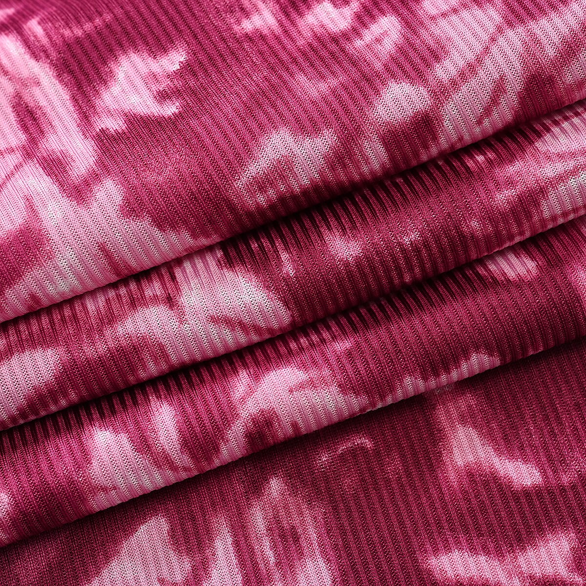 Set of 2 Fuchsia and Black Rib Knit Stretch Lounge Pants - One Size Fits Most image number 8