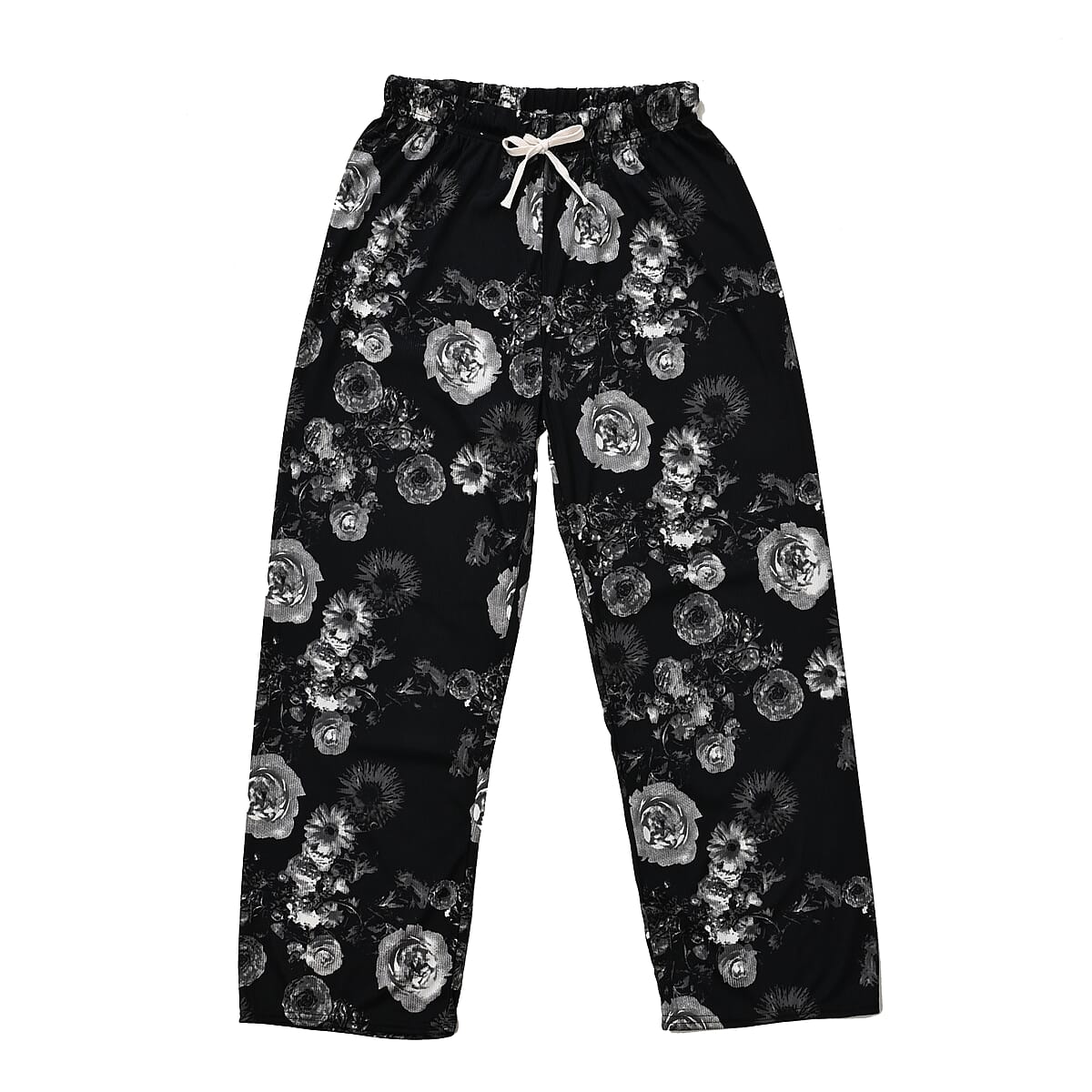 Set of 2 Blue and Geometric Rib Knit Stretch Lounge Pants - One Size Fits Most image number 5