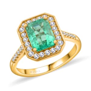 Certified & Appraised Iliana 18K Yellow Gold AAA Boyaca Colombian Emerald and G-H SI Diamond Ring (Size 10.0) 4.65 Grams 1.90 ctw