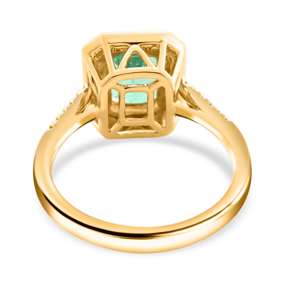 Certified & Appraised Iliana 18K Yellow Gold AAA Boyaca Colombian Emerald and G-H SI Diamond Ring (Size 6.0) 4.65 Grams 1.90 ctw image number 4