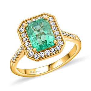 Certified & Appraised Iliana 18K Yellow Gold AAA Boyaca Colombian Emerald and G-H SI Diamond Ring (Size 8.0) 4.65 Grams 1.90 ctw