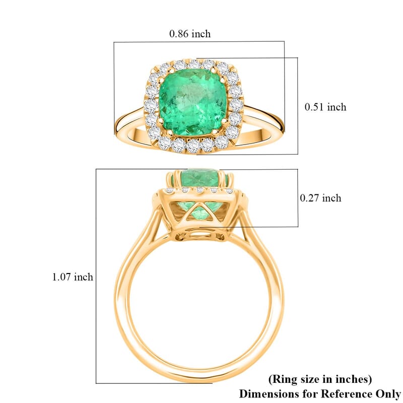 Iliana AAA Boyaca Colombian Emerald and G-H SI Diamond 2.95 ctw Ring in 18K Yellow Gold (Size 10.0) 4.85 Grams