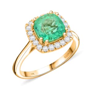 Iliana AAA Boyaca Colombian Emerald and G-H SI Diamond 2.95 ctw Ring in 18K Yellow Gold (Size 7.0) 4.85 Grams