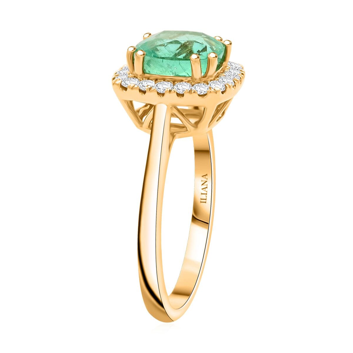 Iliana AAA Boyaca Colombian Emerald and G-H SI Diamond 2.95 ctw Ring in 18K Yellow Gold (Size 8.0) 4.85 Grams image number 3