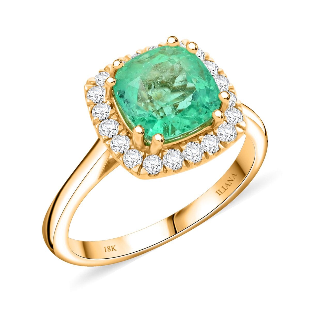 Iliana AAA Boyaca Colombian Emerald and G-H SI Diamond 2.95 ctw Ring in 18K Yellow Gold (Size 9.0) 4.85 Grams image number 0