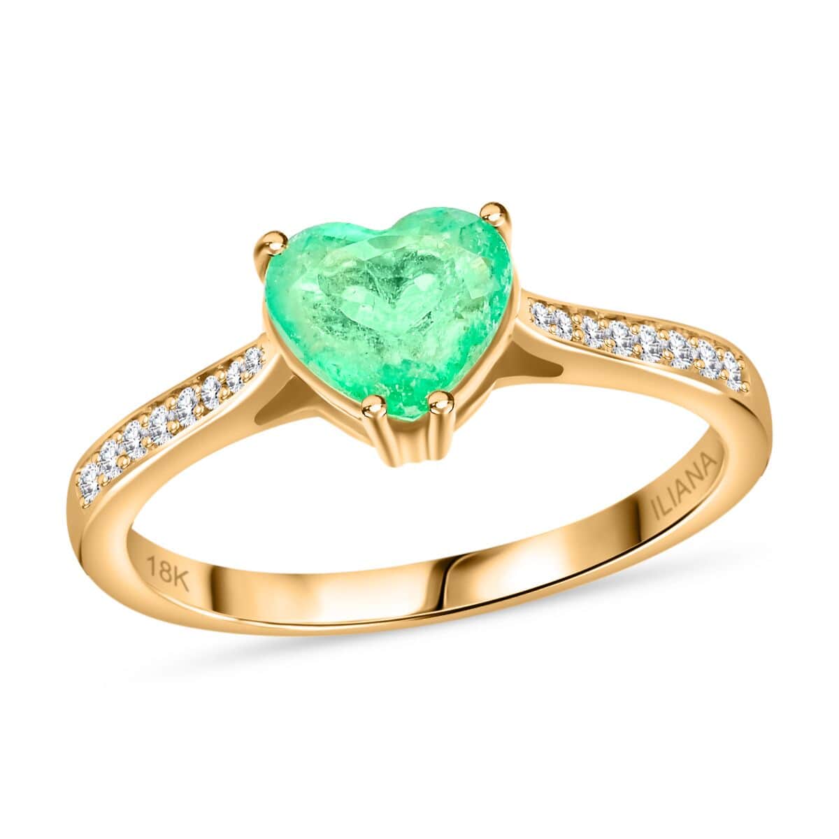 Certified & Appraised Iliana 18K Yellow Gold AAA Boyaca Colombian Emerald and G-H SI Diamond Ring (Size 7.0) 1.70 ctw image number 0