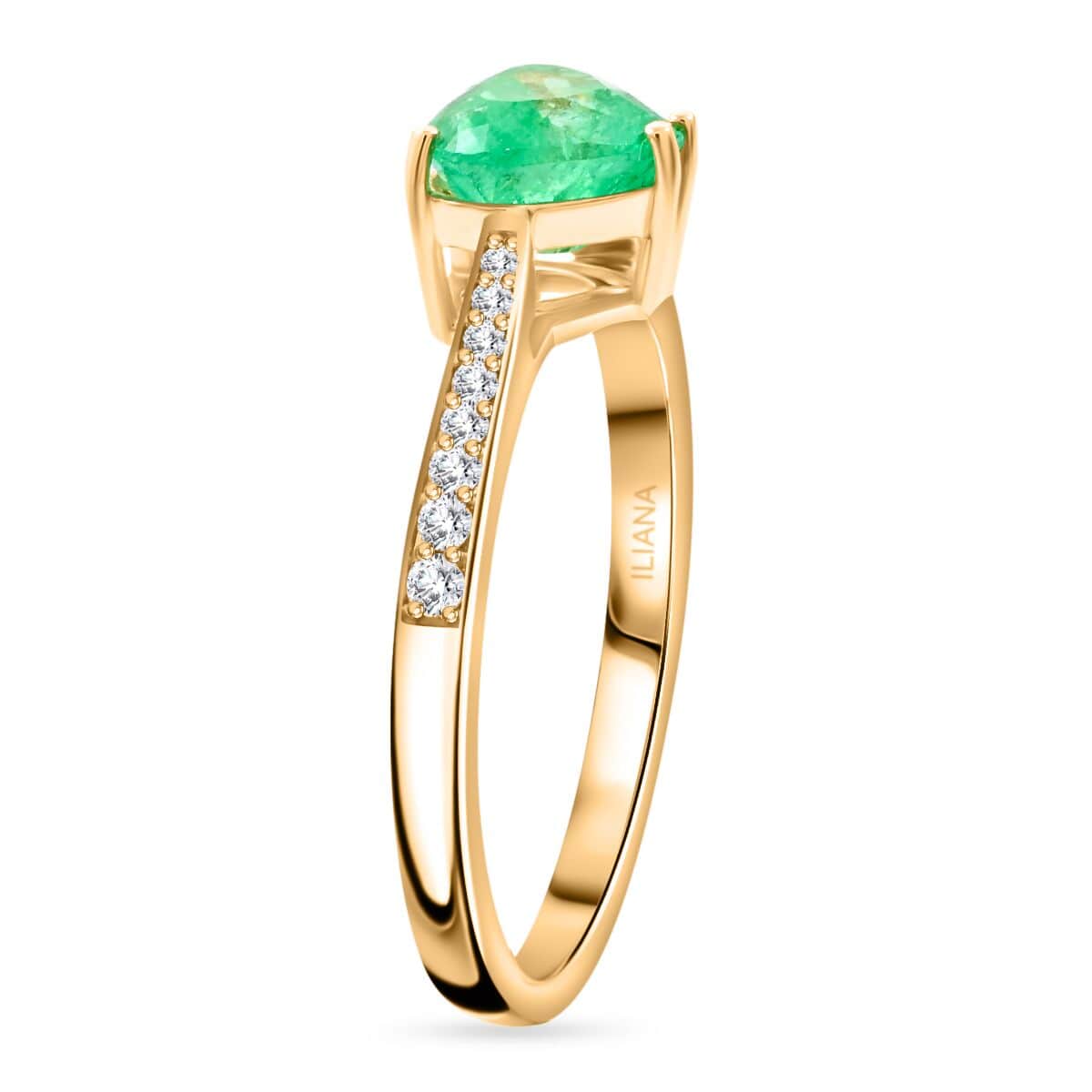 Certified & Appraised Iliana 18K Yellow Gold AAA Boyaca Colombian Emerald and G-H SI Diamond Ring (Size 8.0) 1.70 ctw image number 3