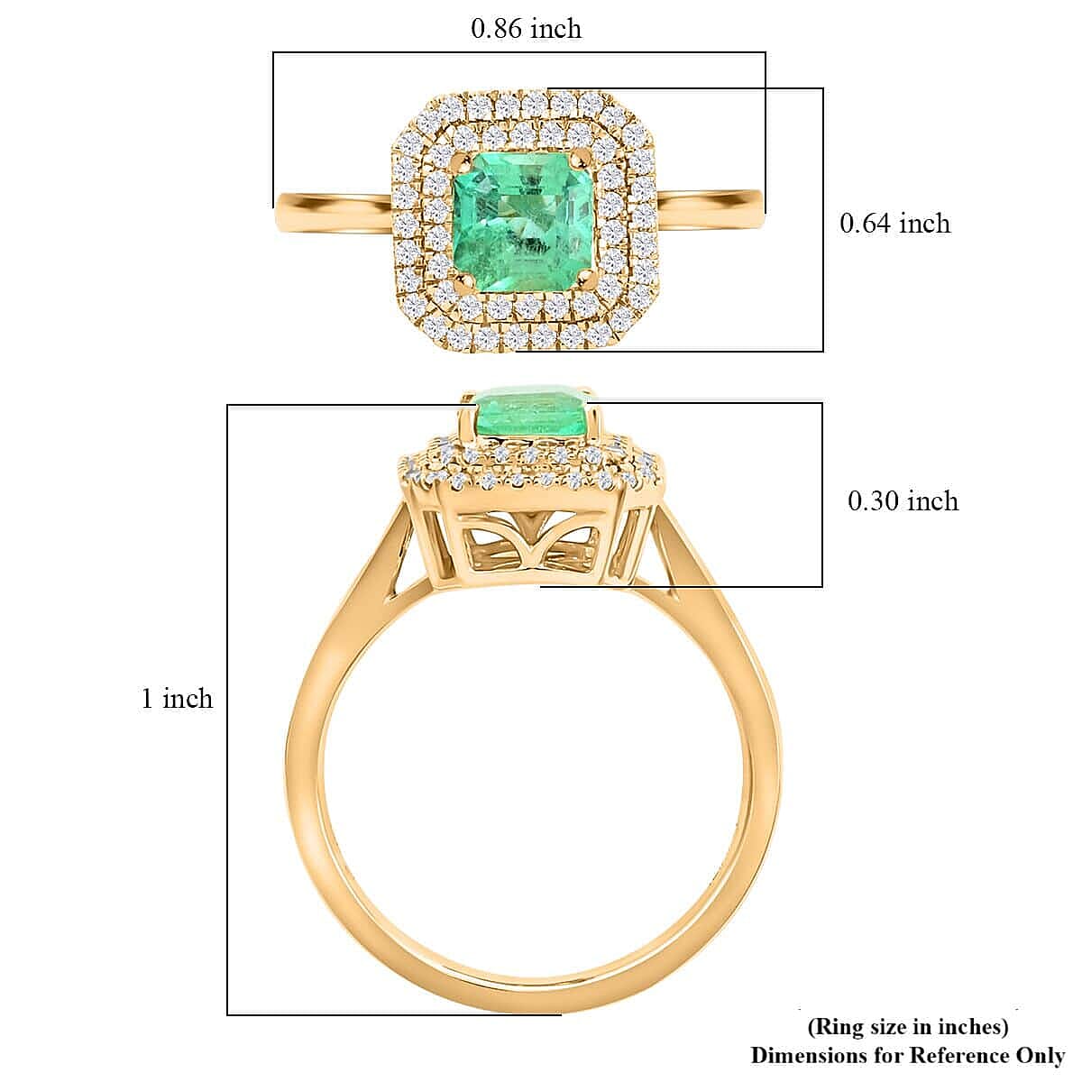 Certified and Appraised Iliana 18K Yellow Gold AAA Boyaca Colombian Emerald and G-H SI Diamond Ring (Size 6.0) 4.35 Grams 1.00 ctw