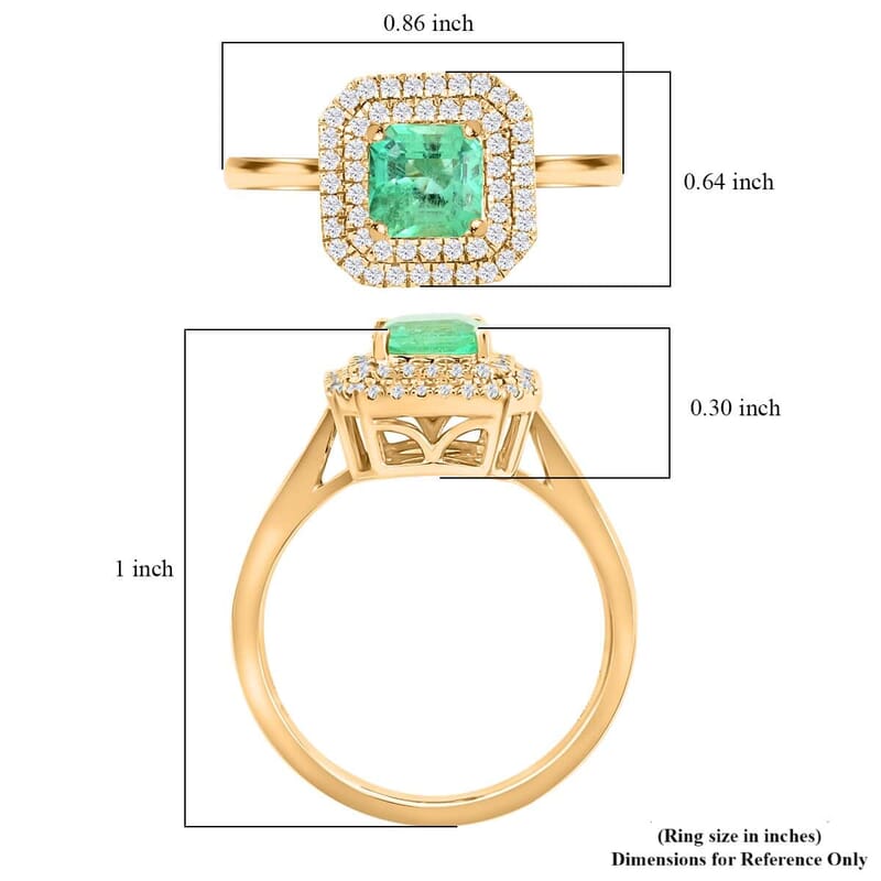 Certified and Appraised Iliana 18K Yellow Gold AAA Boyaca Colombian Emerald and G-H SI Diamond Ring (Size 6.0) 4.35 Grams 1.00 ctw