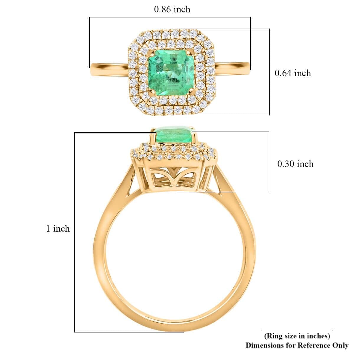 Iliana 18K Yellow Gold AAA Boyaca Colombian Emerald and G-H SI Diamond Ring (Size 6.5) 4.35 Grams 1.00 ctw image number 5