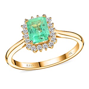 Certified & Appraised Iliana AAA Boyaca Colombian Emerald and G-H SI Diamond 1.55 ctw Ring in 18K Yellow Gold (Size 7.0)