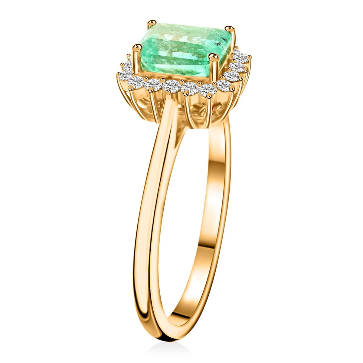 Certified & Appraised Iliana 18K Yellow Gold AAA Boyaca Colombian Emerald and G-H SI Diamond Ring (Size 7.0) 1.55 ctw image number 3