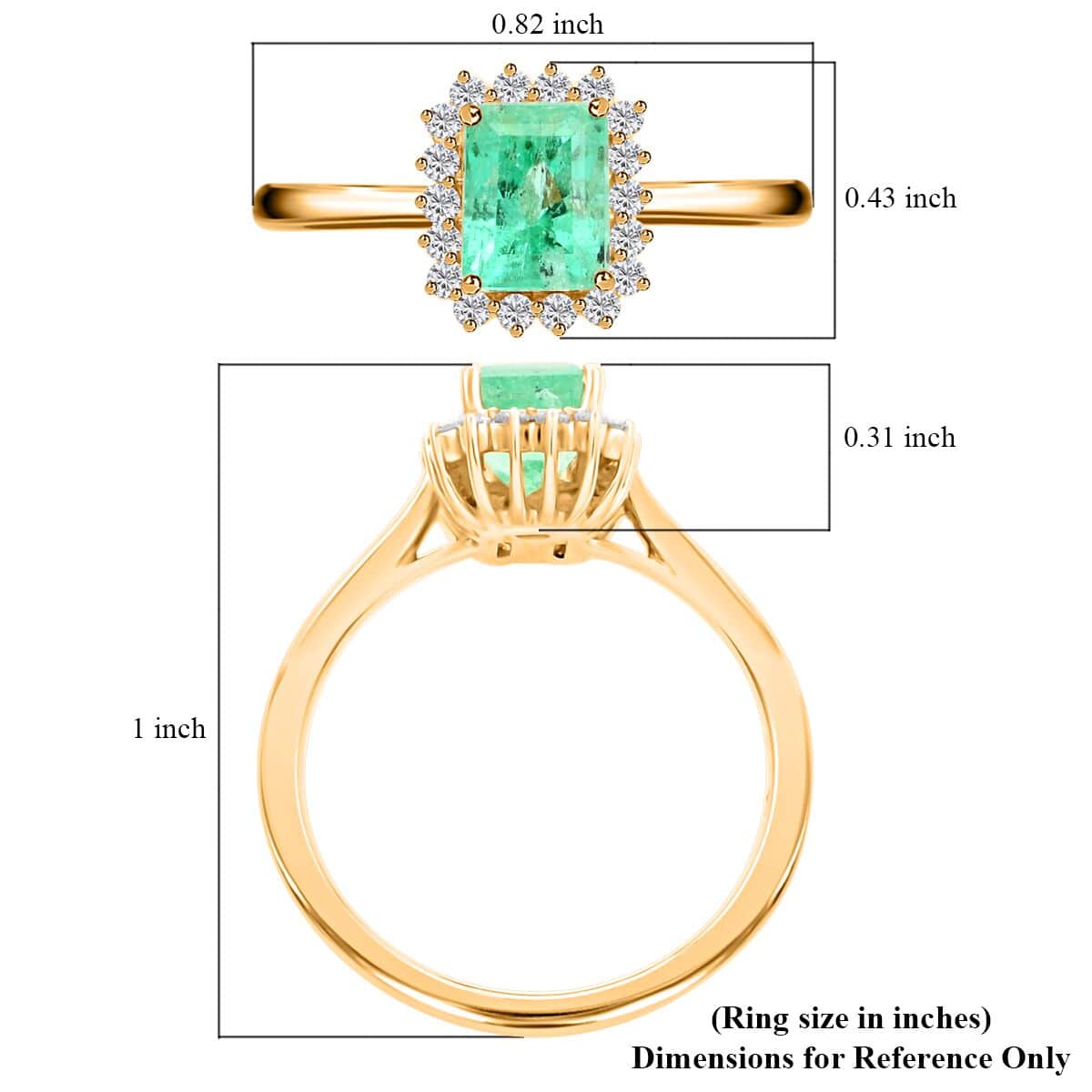 Certified & Appraised Iliana 18K Yellow Gold AAA Boyaca Colombian Emerald and G-H SI Diamond Ring (Size 7.0) 1.55 ctw image number 5
