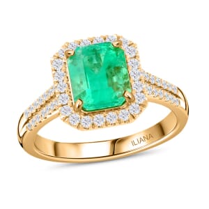 Certified & Appraised Iliana 18K Yellow Gold AAA Boyaca Colombian Emerald and G-H SI Diamond Ring (Size 10.0) 6 Grams 3.30 ctw