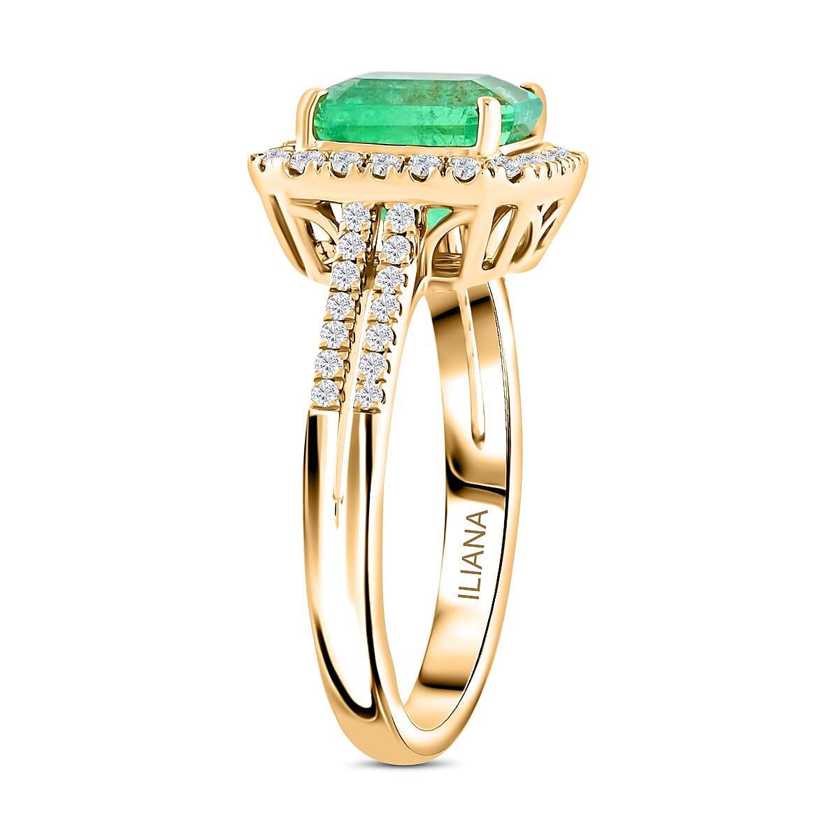 Certified & Appraised Iliana 18K Yellow Gold AAA Boyaca Colombian Emerald and G-H SI Diamond Ring (Size 10.0) 6 Grams 3.30 ctw image number 2