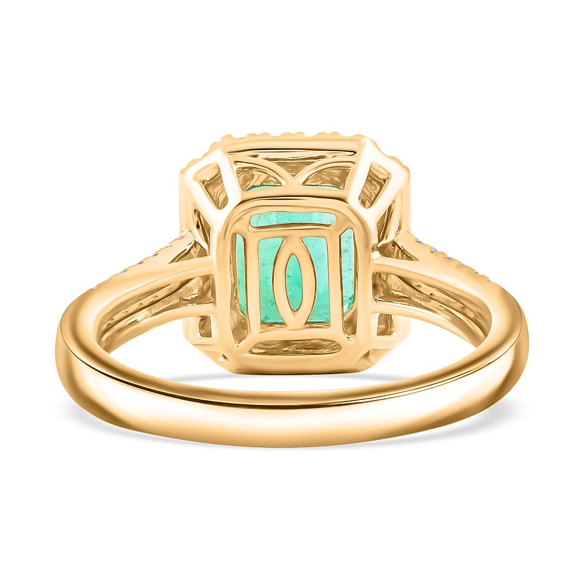 Certified & Appraised Iliana 18K Yellow Gold AAA Boyaca Colombian Emerald and G-H SI Diamond Ring (Size 10.0) 6 Grams 3.30 ctw image number 3