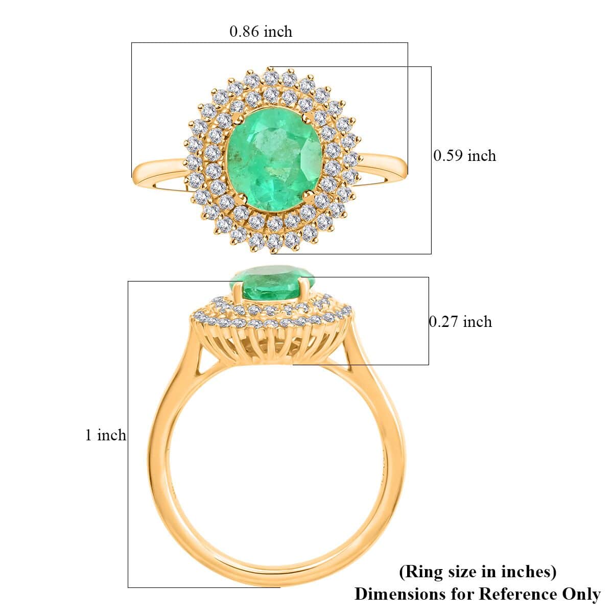 Certified and Appraised Iliana 18K Yellow Gold AAA Boyaca Colombian Emerald and G-H SI Diamond Ring (Size 10.0) 2.00 ctw image number 5