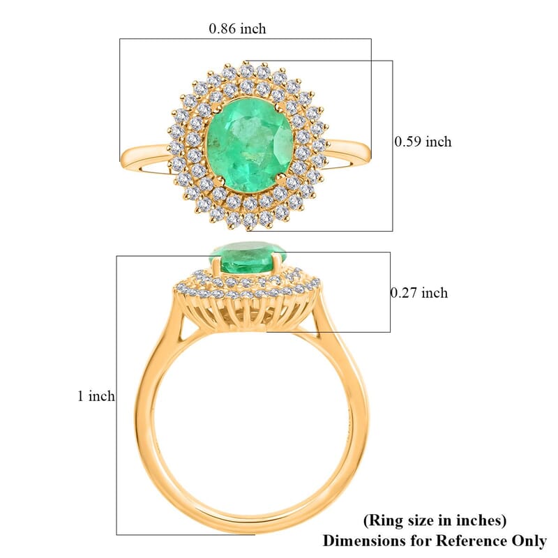 Certified and Appraised Iliana 18K Yellow Gold AAA Boyaca Colombian Emerald and G-H SI Diamond Ring (Size 10.0) 2.00 ctw