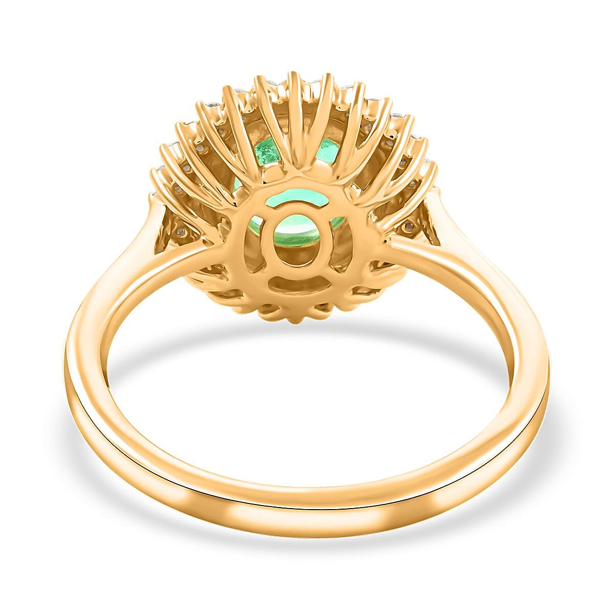 Iliana 18K Yellow Gold AAA Boyaca Colombian Emerald and G-H SI Diamond Ring (Size 7.0) 2.00 ctw image number 4