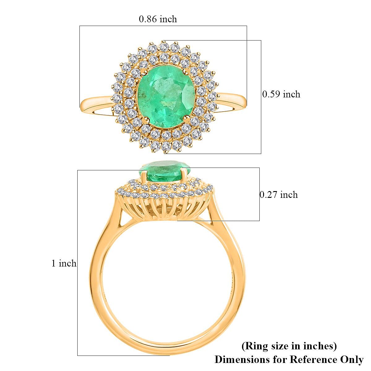 Iliana 18K Yellow Gold AAA Boyaca Colombian Emerald and G-H SI Diamond Ring (Size 7.0) 2.00 ctw image number 5
