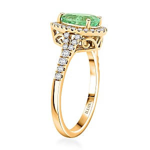Certified and Appraised Iliana 18K Yellow Gold AAA Boyaca Colombian Emerald and G-H SI Diamond Ring (Size 9.0) 4.15 Grams 2.00 ctw