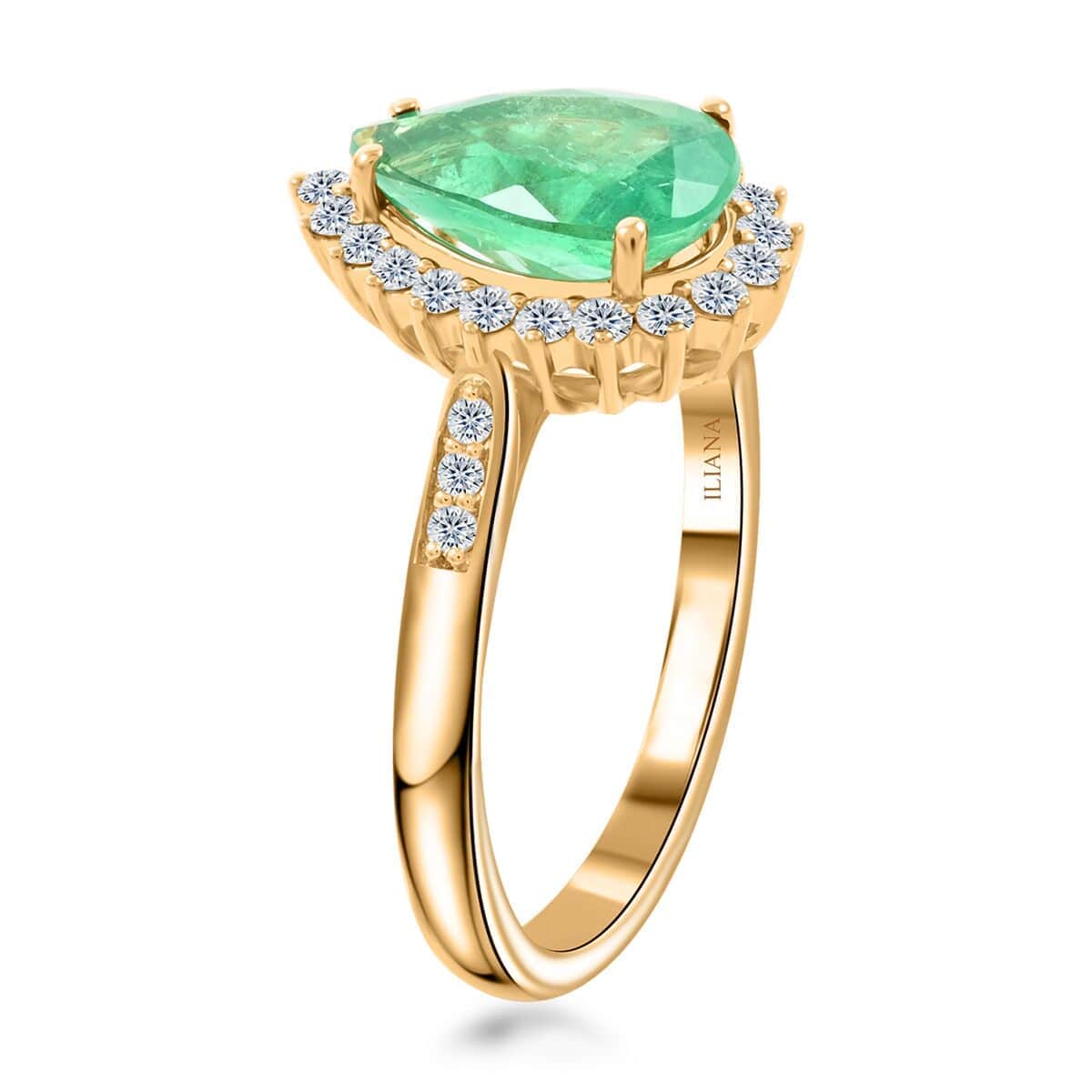 Certified and Appraised Iliana 18K Yellow Gold AAA Boyaca Colombian Emerald, Diamond (G-H, SI) (0.38 cts) Ring (Size 10.0) (4.85 g) 2.40 ctw image number 3