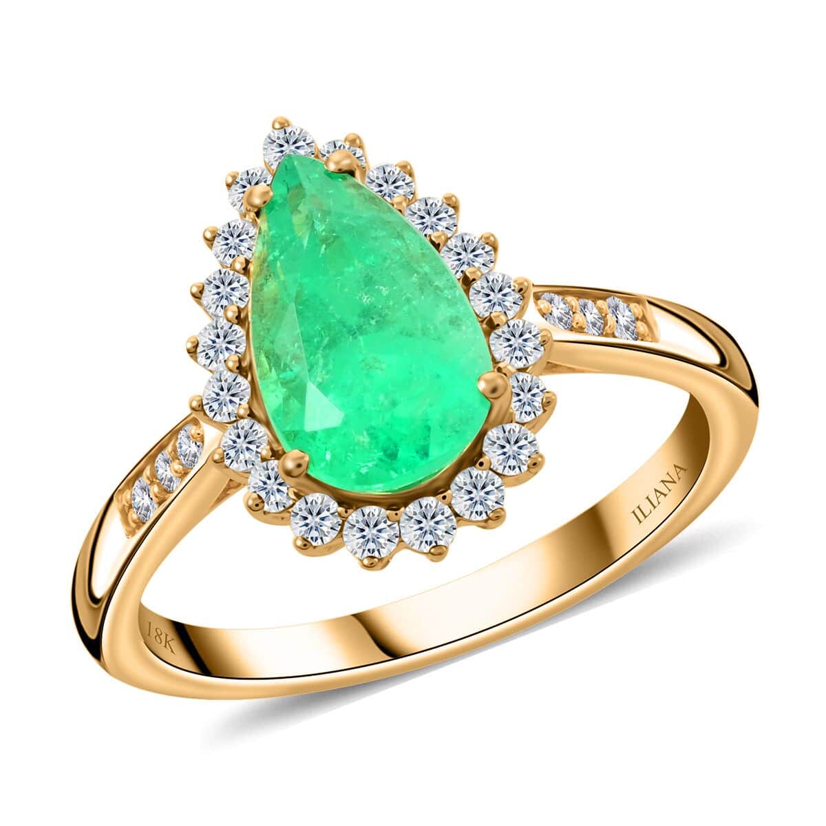 Certified and Appraised Iliana AAA Boyaca Colombian Emerald and G-H SI Diamond 2.40 ctw Ring in 18K Yellow Gold (Size 6.0) 4.85 Grams image number 0