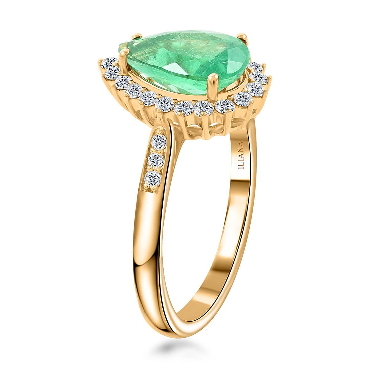 Certified and Appraised Iliana AAA Boyaca Colombian Emerald and G-H SI Diamond 2.40 ctw Ring in 18K Yellow Gold (Size 7.5) 4.85 Grams image number 3