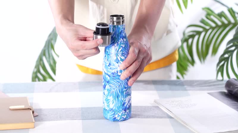 White Marble Pattern Stainless Steel Water Bottle (500 ml)
