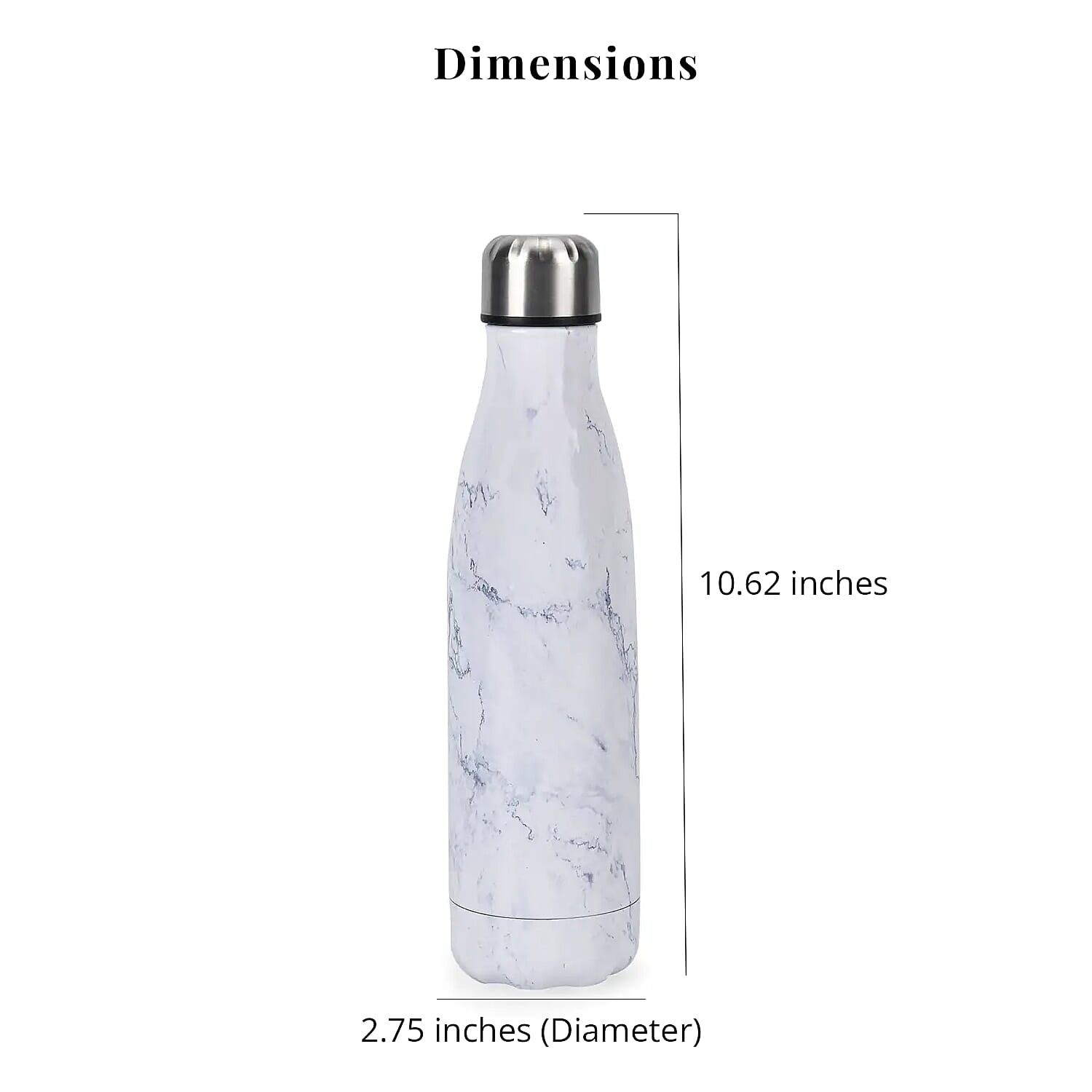 White Marble Pattern Stainless Steel Water Bottle (500 ml)
