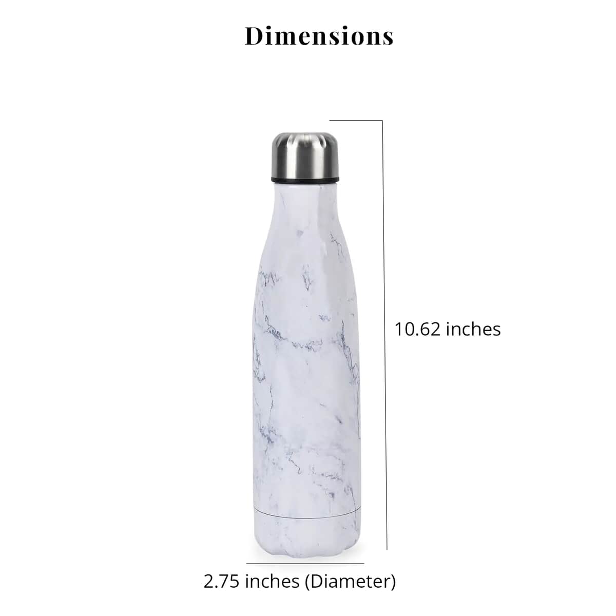 White Marble Pattern Stainless Steel Water Bottle (500 ml) image number 5